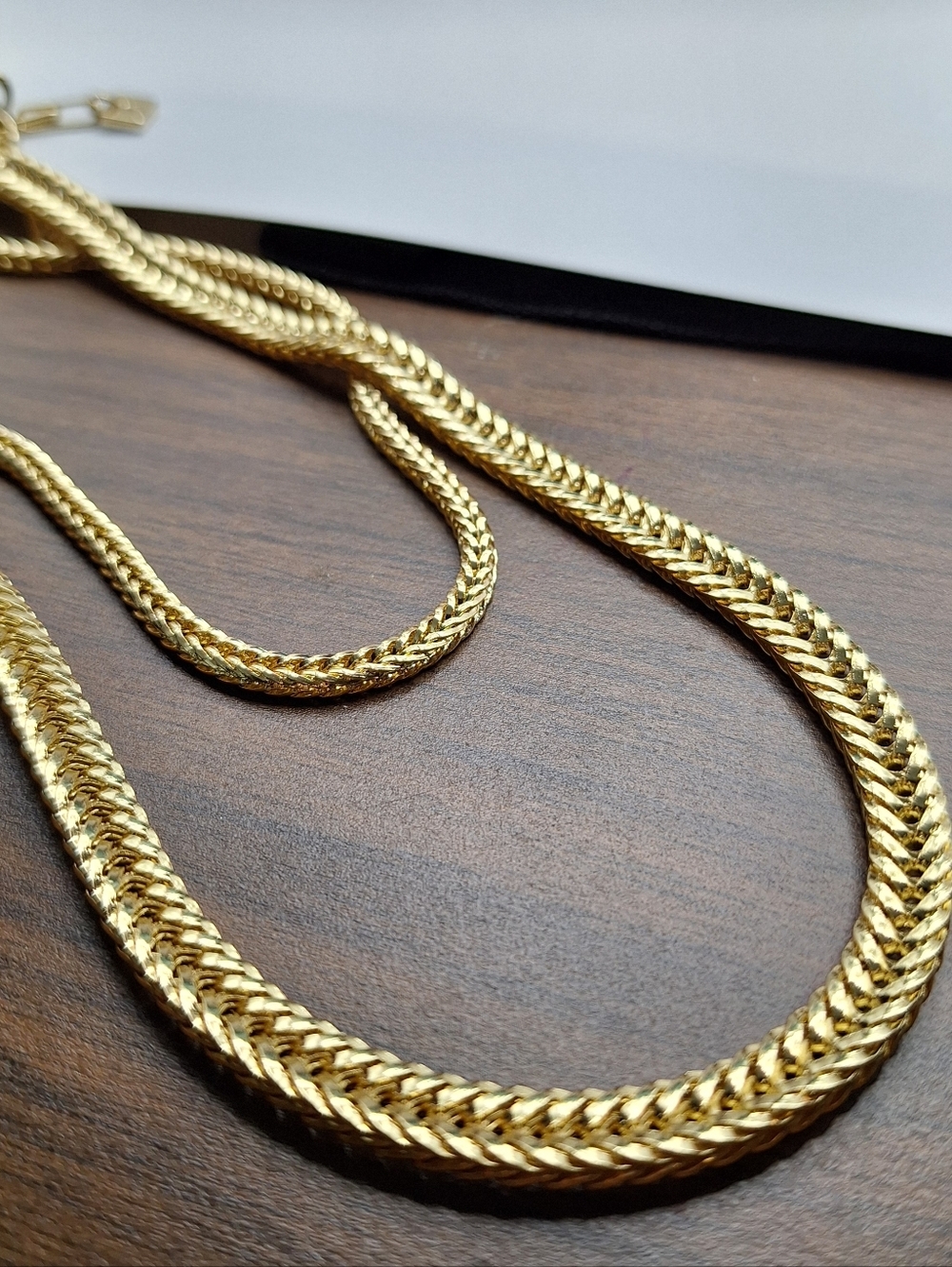 Gold Layered Chain Necklace Herringbone Chain Double Layer Chunky Gold Necklace - Picture 8 of 8